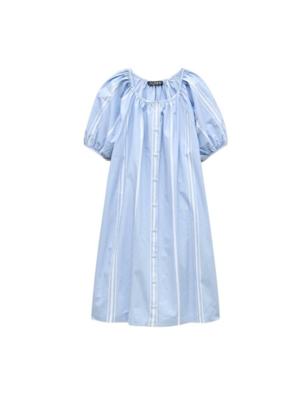 NWT Flawed J.Crew Puff-Sleeve Mini Dress XXS Blue Striped Cotton Popover Poplin - Picture 3 of 14